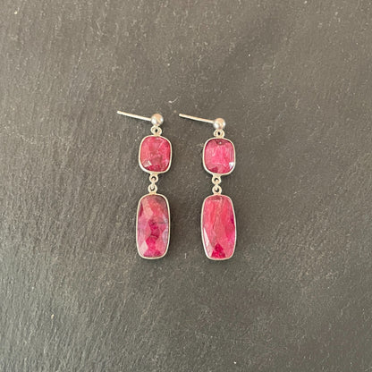 Rectangle Ruby Drop Earrings image 0