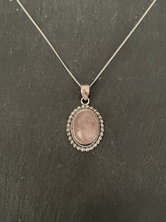 Rose Quartz Oval Pendant image 0