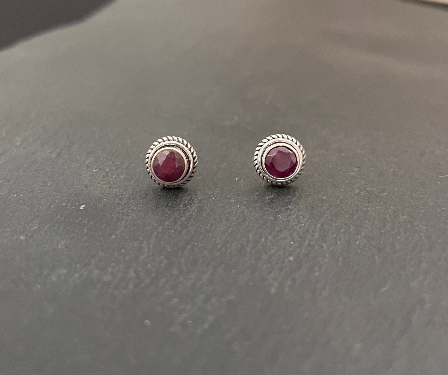 Round Ruby Studs image 0