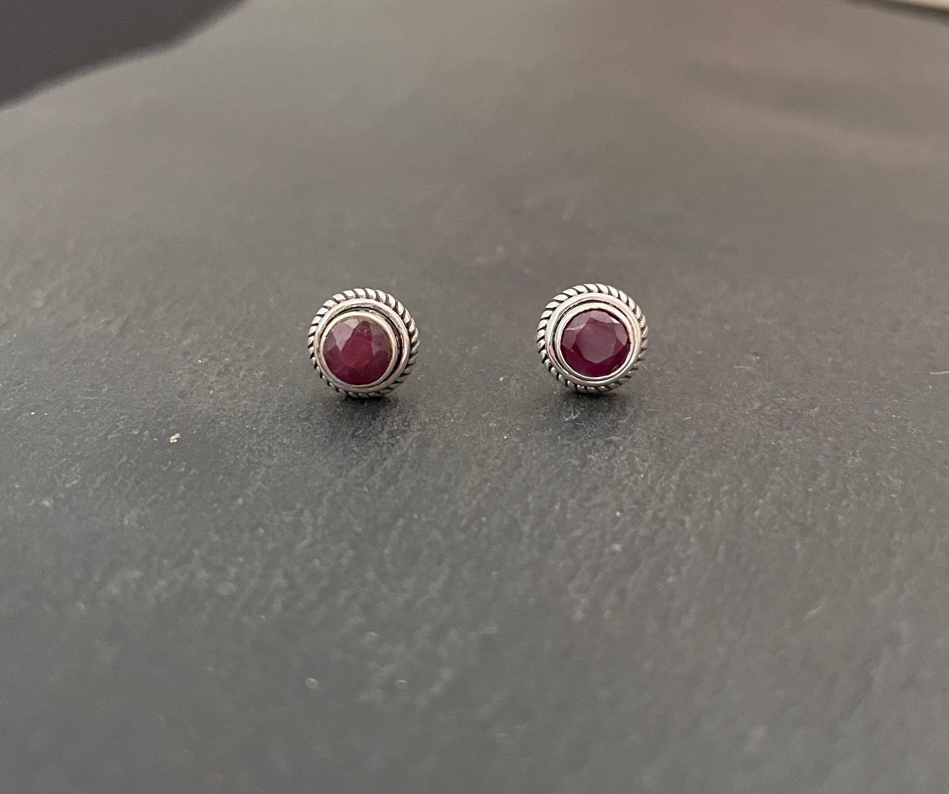 Round Ruby Studs image 0