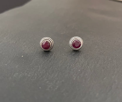 Round Ruby Studs image 0