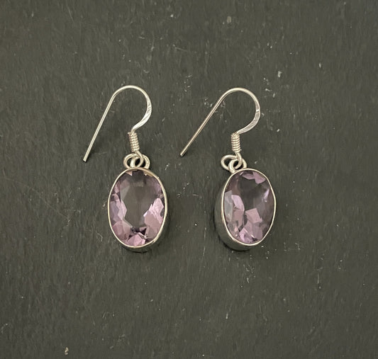 Large Amethyst Oval Drop Earrings image 0