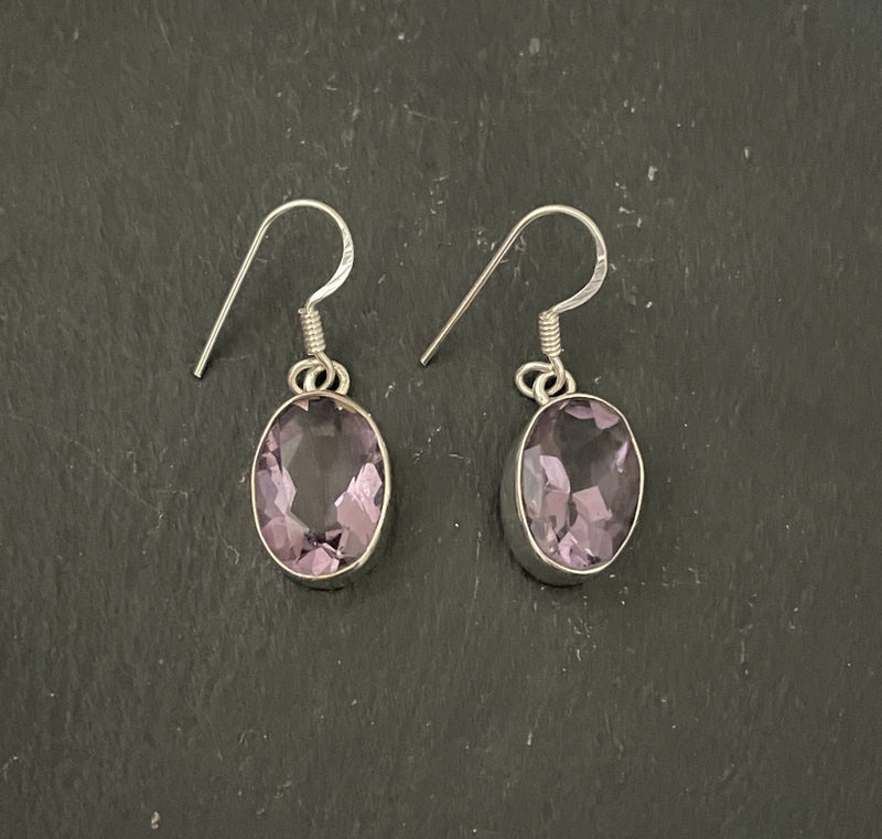 Large Amethyst Oval Drop Earrings image 0