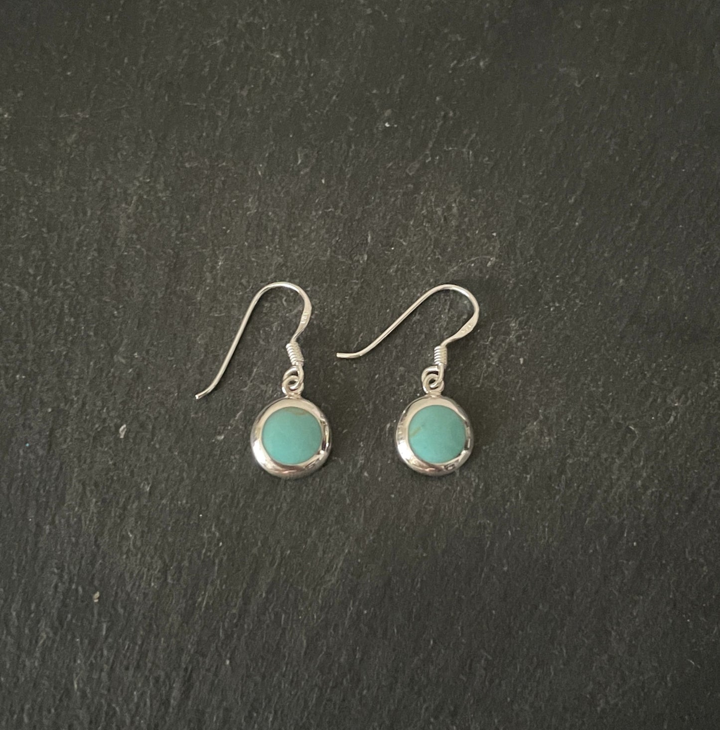 Round Turquoise and Silver Earrings image 0