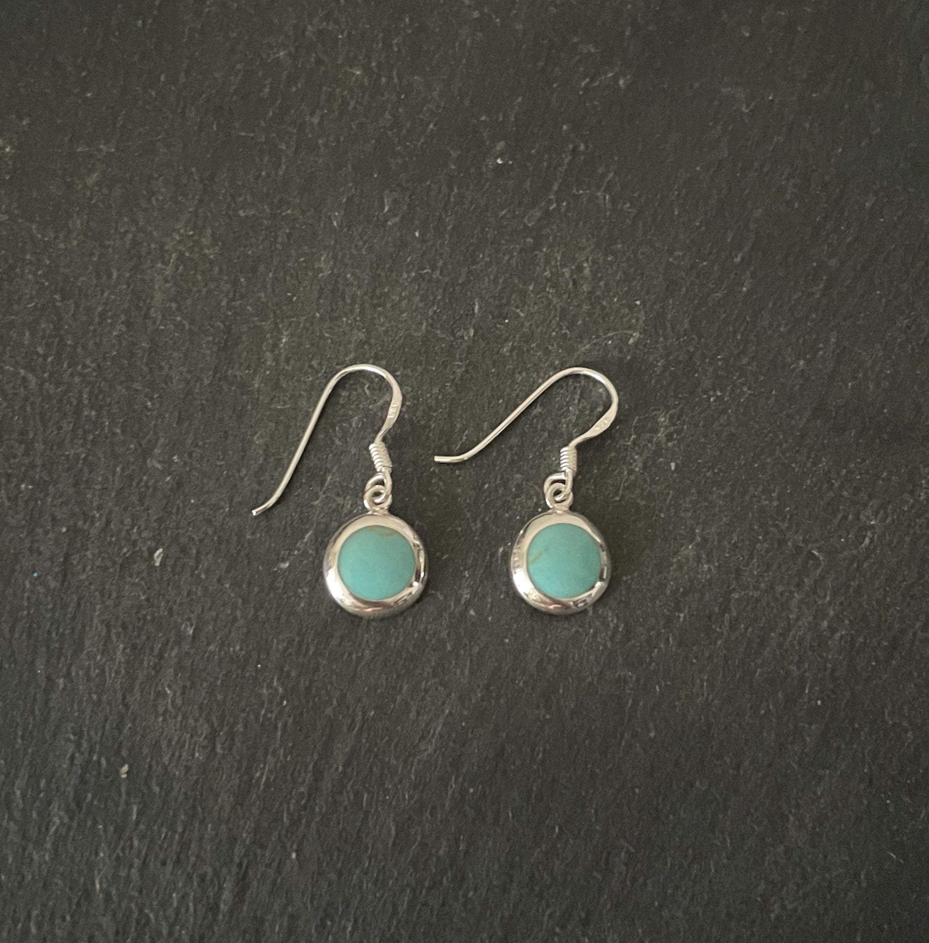 Round Turquoise and Silver Earrings image 0
