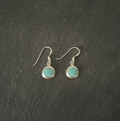 Round Turquoise and Silver Earrings image 0