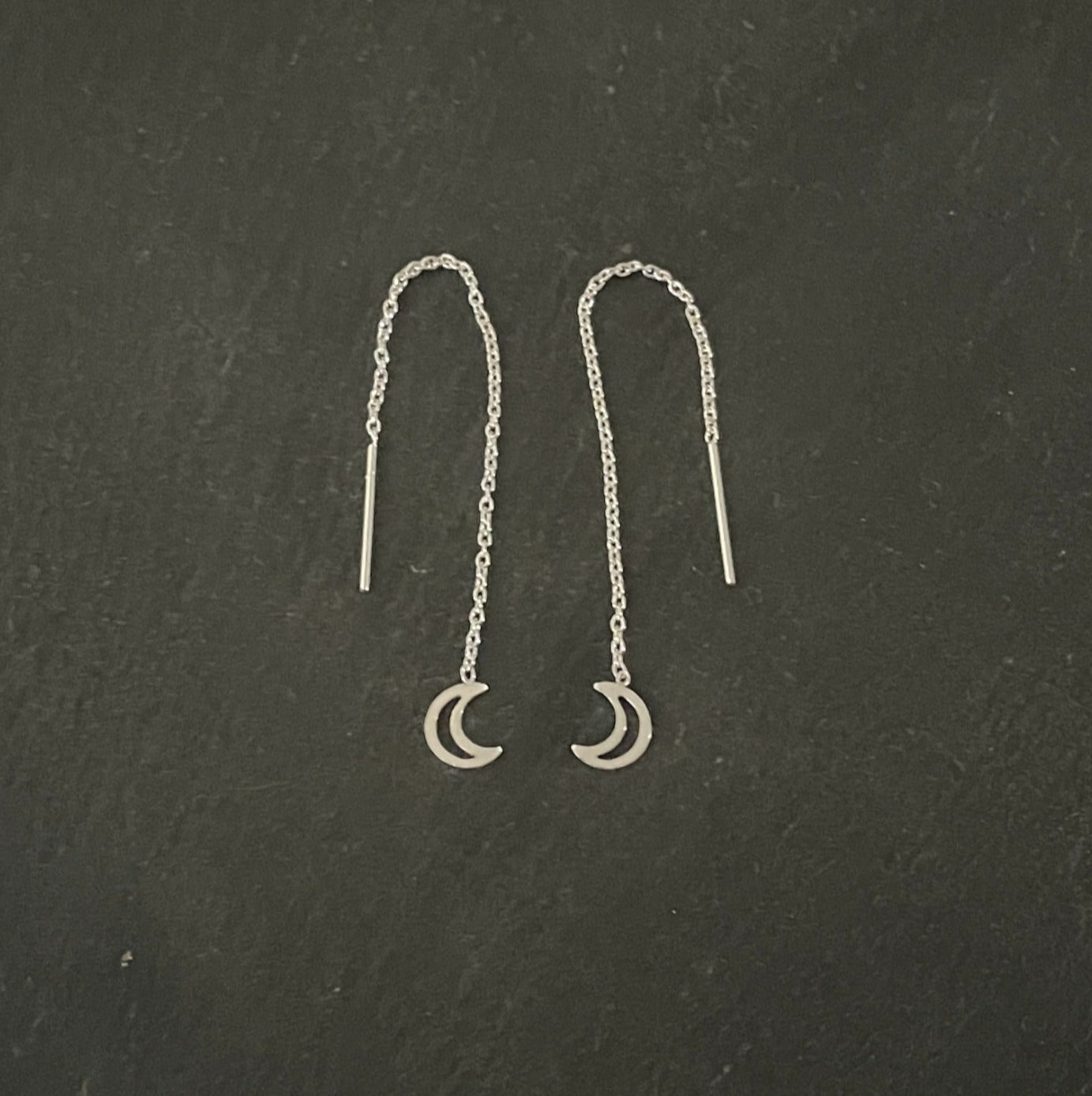 Silver Moon Pull Through Earrings image 0