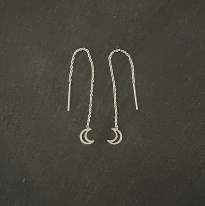 Silver Moon Pull Through Earrings image 0