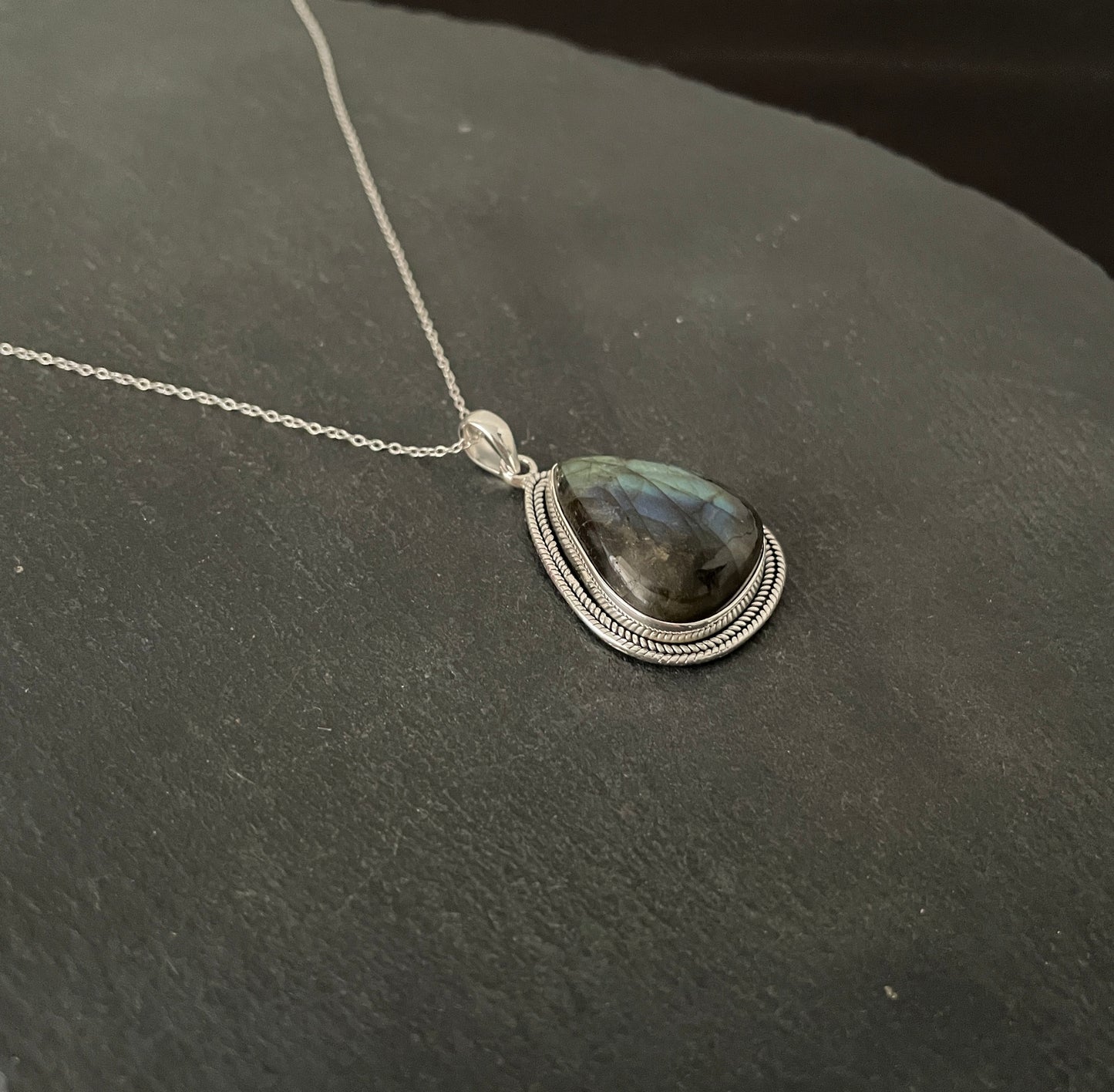 Labradorite and Silver Teardrop Pendant image 1