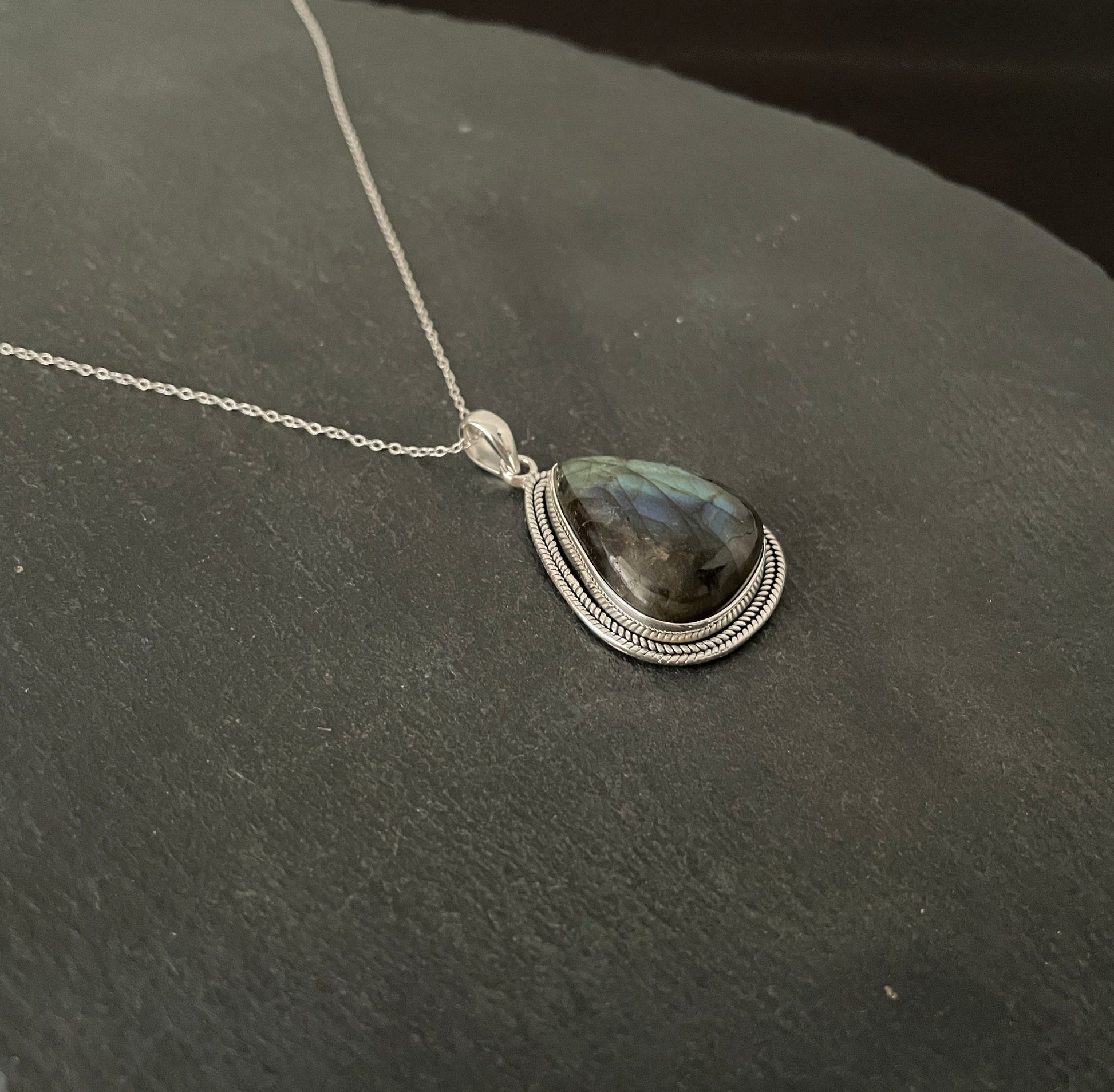 Labradorite and Silver Teardrop Pendant image 1