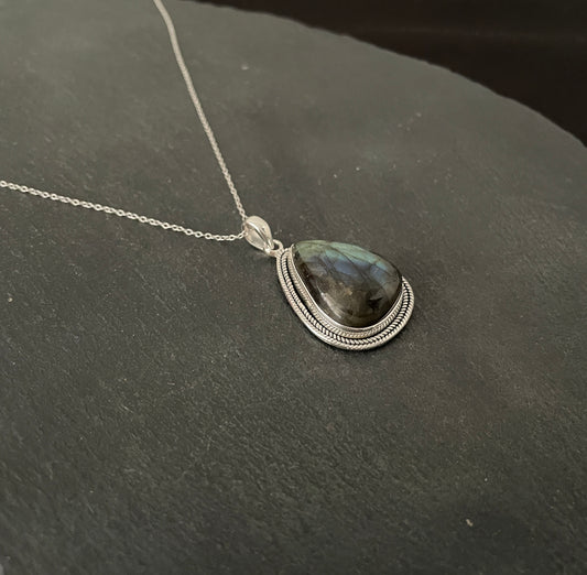 Labradorite and Silver Teardrop Pendant image 1