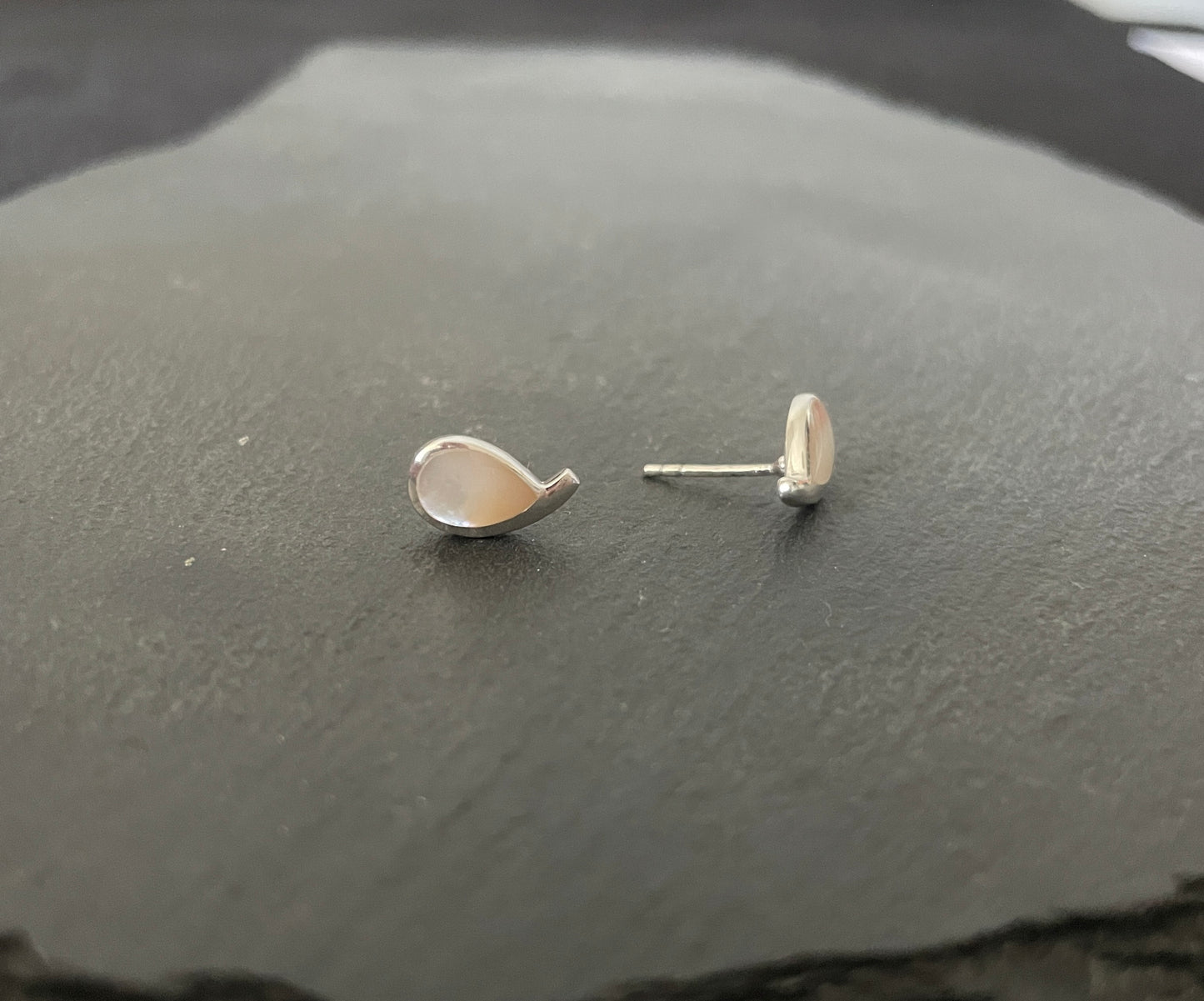 Mother of Pearl Teardrop Stud Earrings image 1