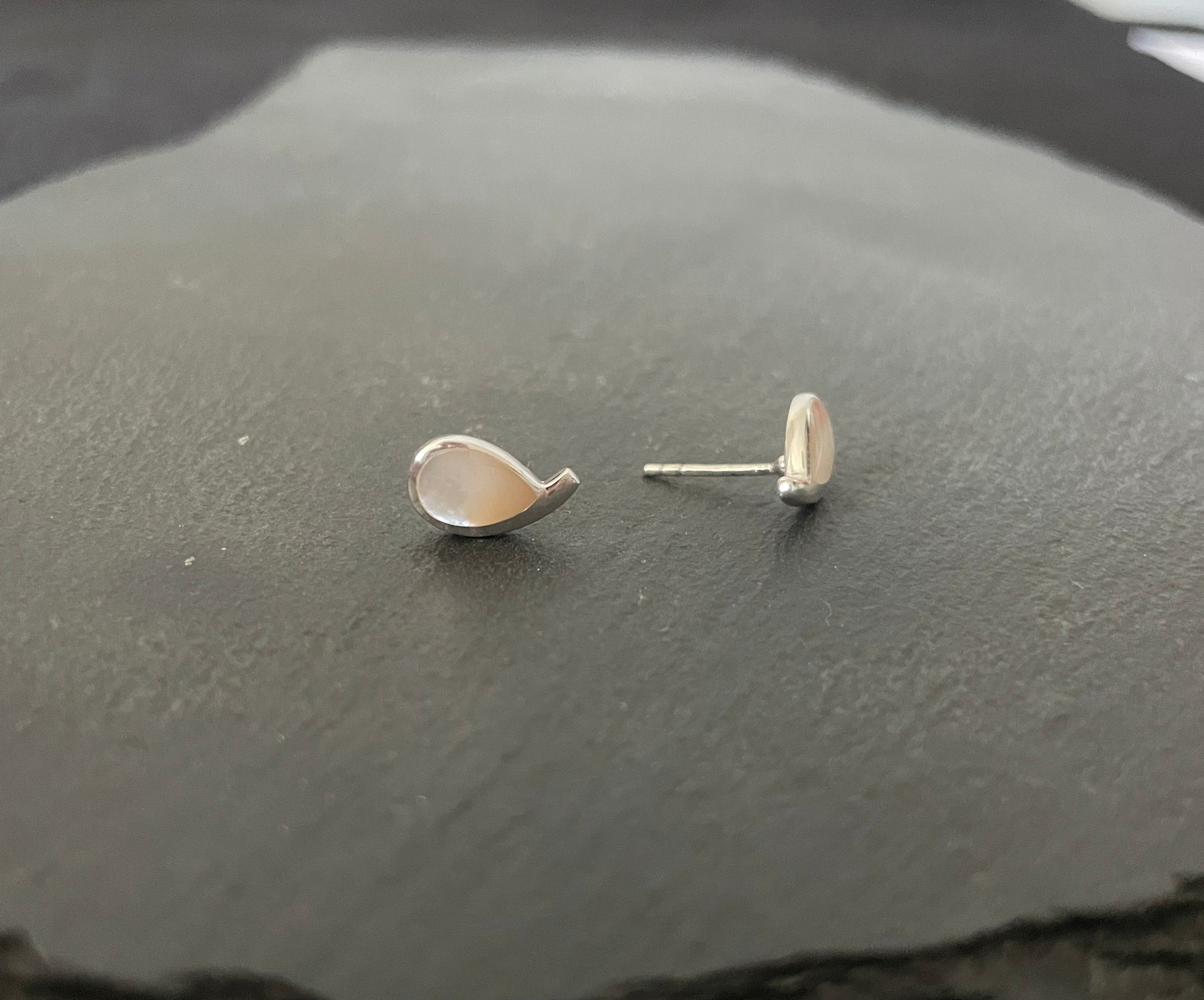 Mother of Pearl Teardrop Stud Earrings image 1