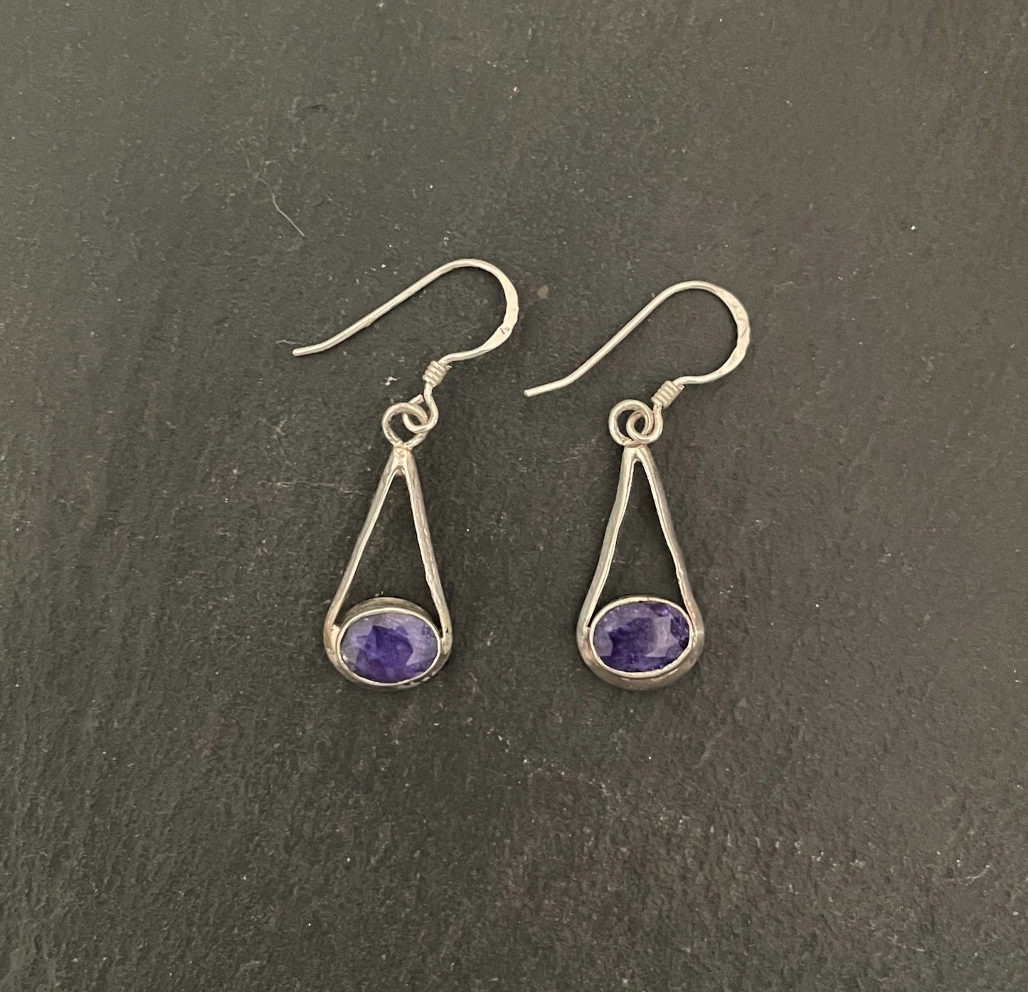 Sapphire and Silver Teardrop Earrings image 0