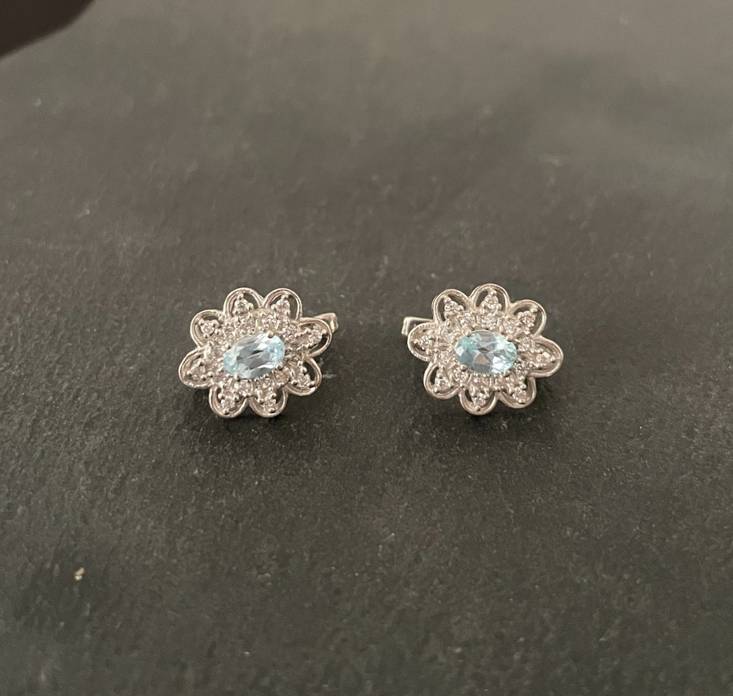 Blue Topaz and Cubic Zirconia Studs image 0