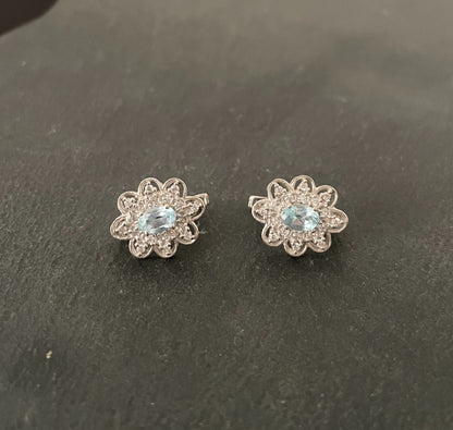 Blue Topaz and Cubic Zirconia Studs image 0