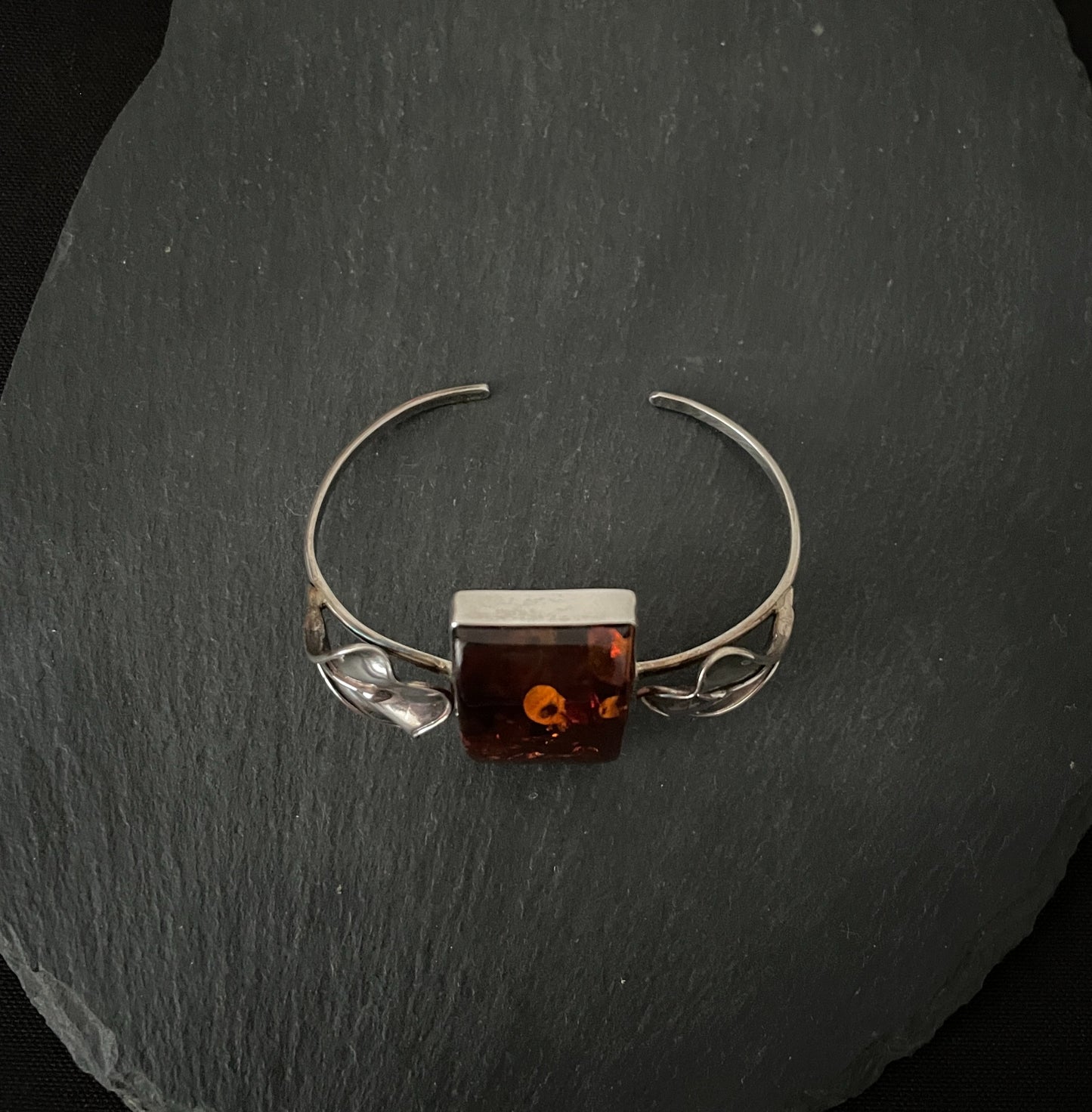 Amber and Silver Bangle image 1