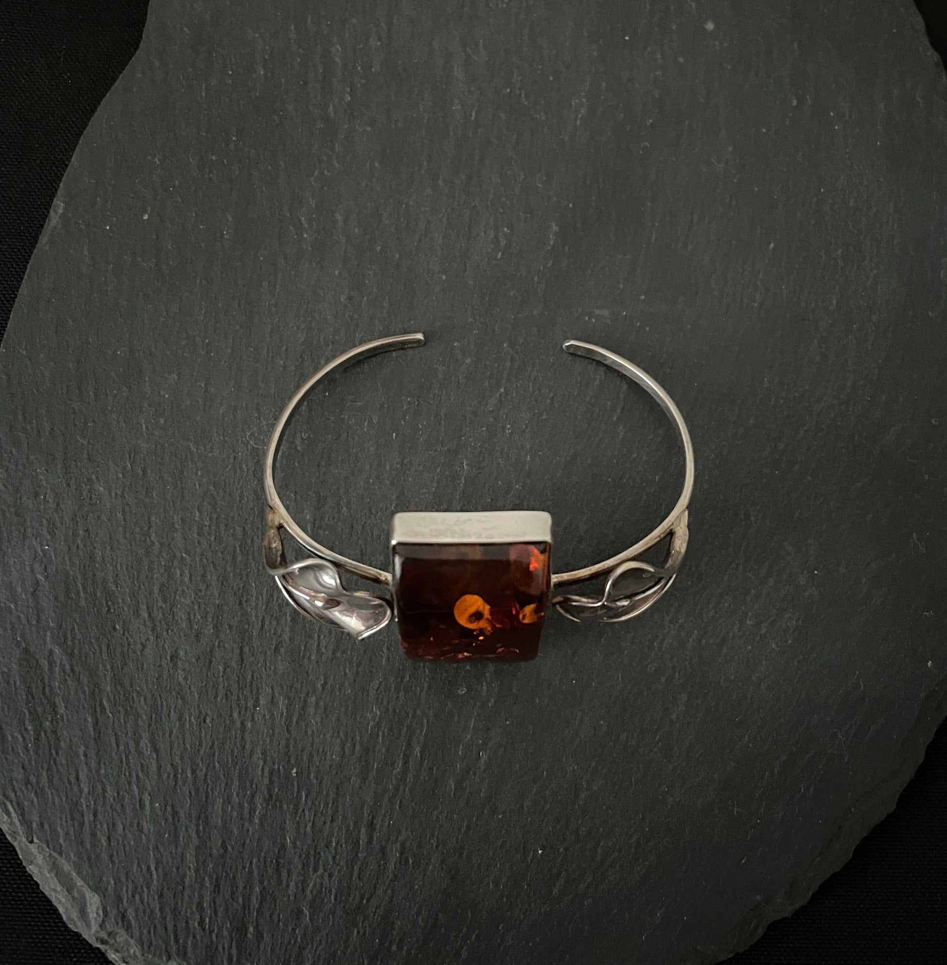Amber and Silver Bangle image 1