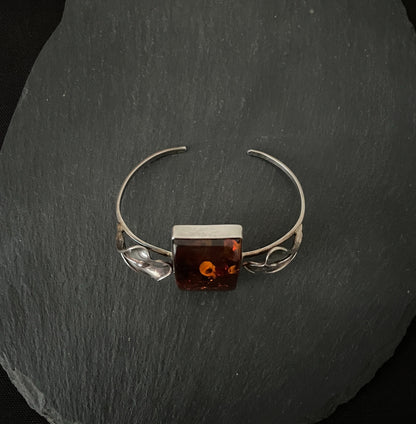 Amber and Silver Bangle image 1