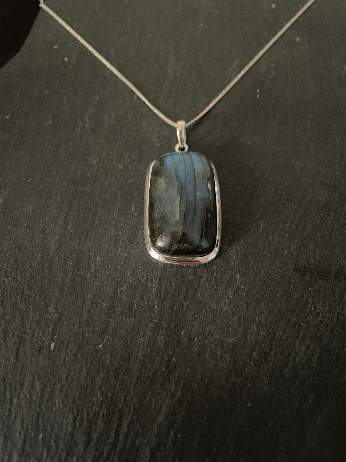 Labradorite and Silver Rectangle Pendant image 2