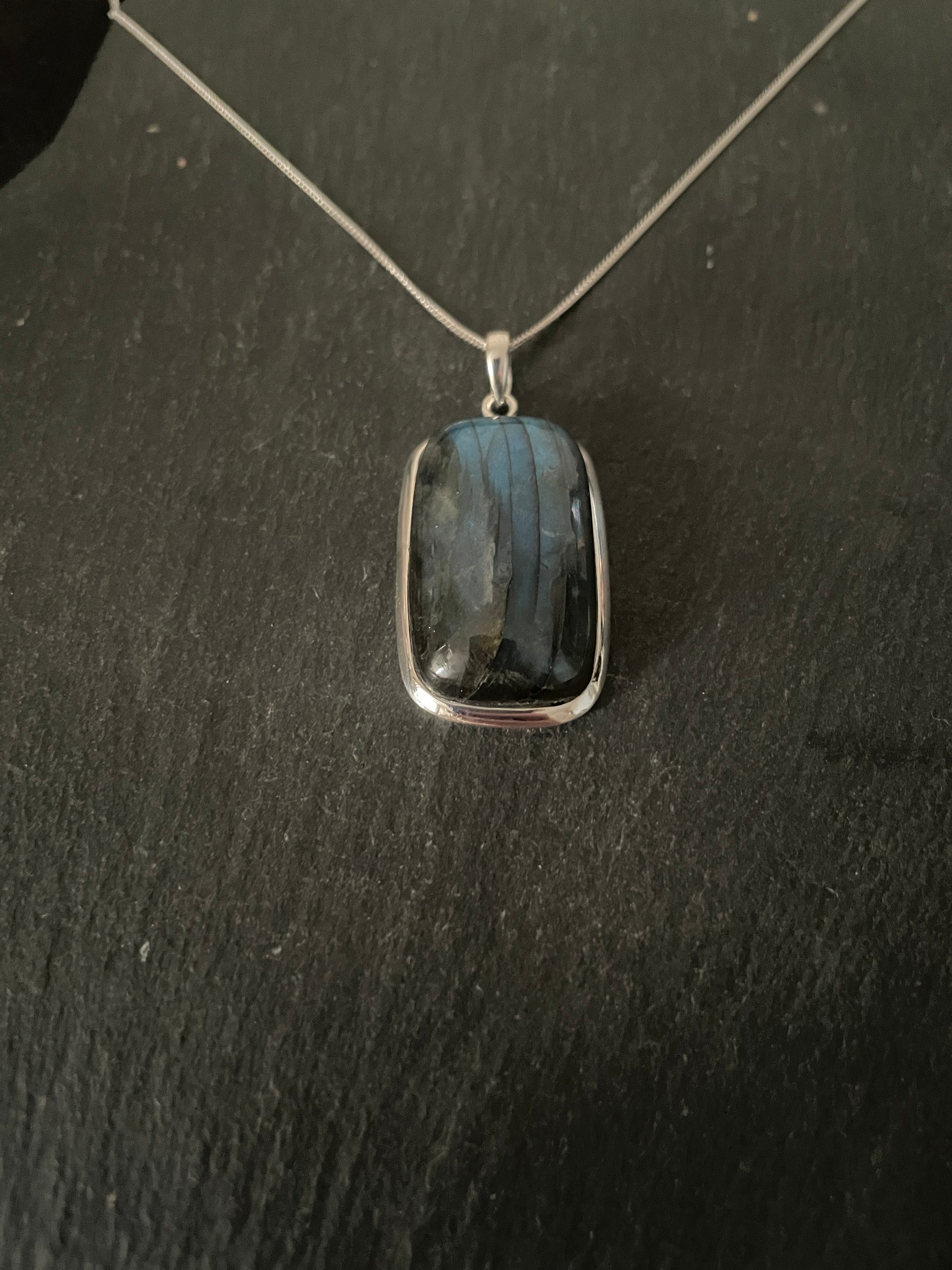 Labradorite and Silver Rectangle Pendant image 2