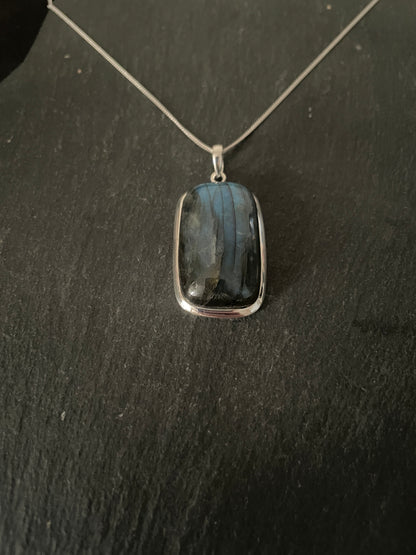 Labradorite and Silver Rectangle Pendant image 2