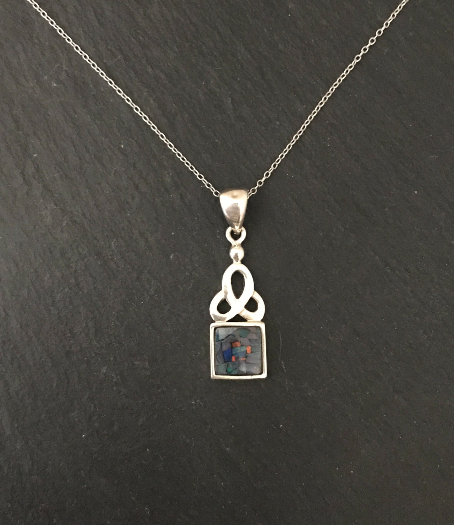 Mosaic Opal and Silver Pendant image 0