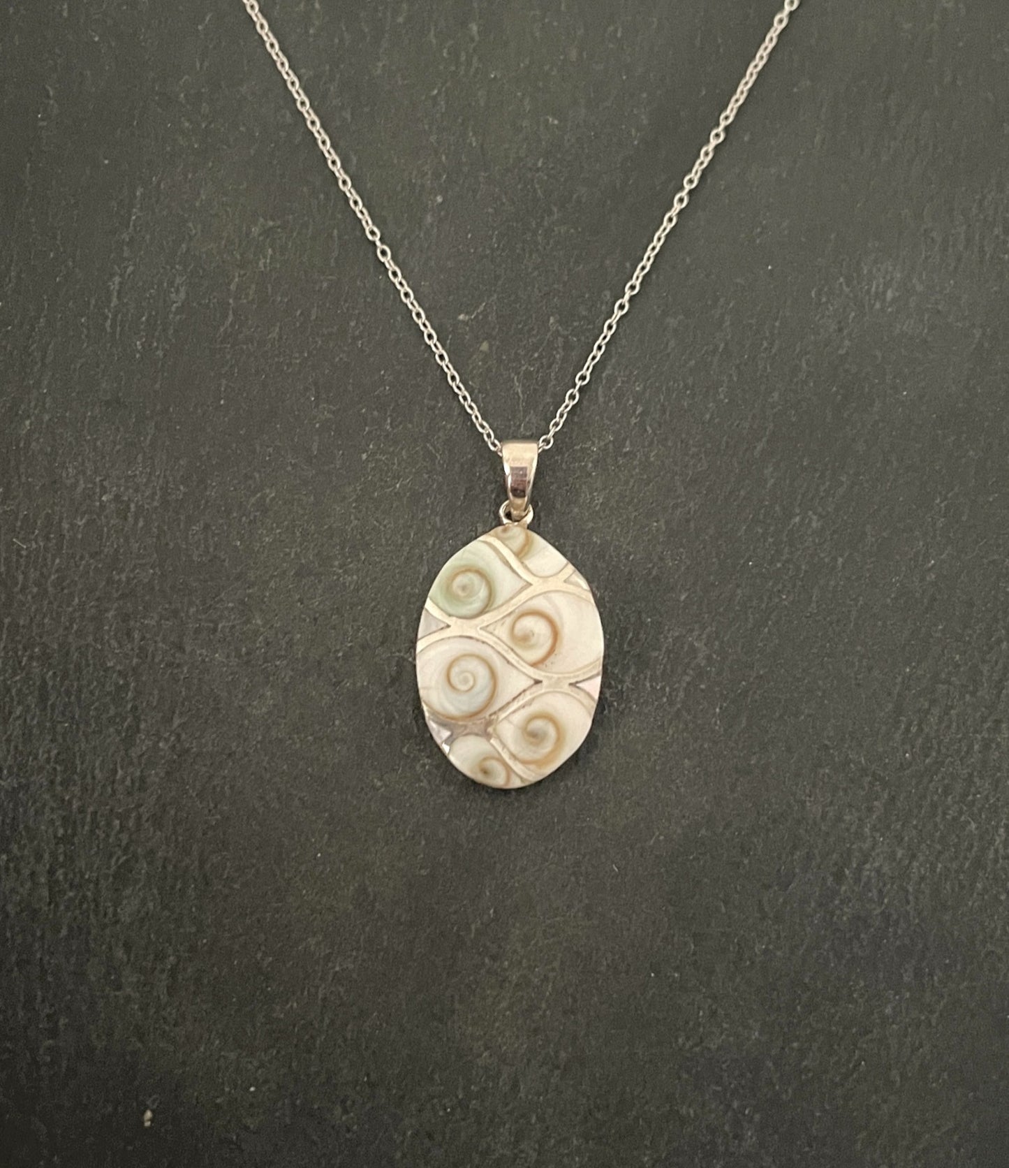 Shiva Shell and Silver Oval Pendant image 0