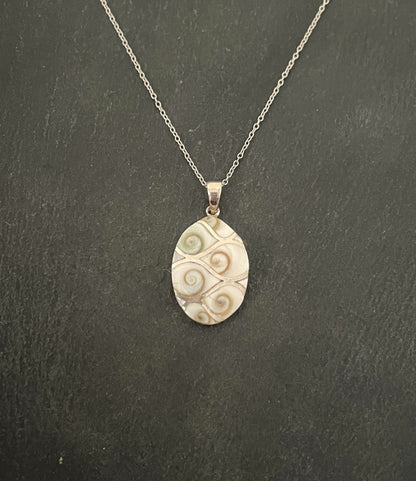 Shiva Shell and Silver Oval Pendant image 0