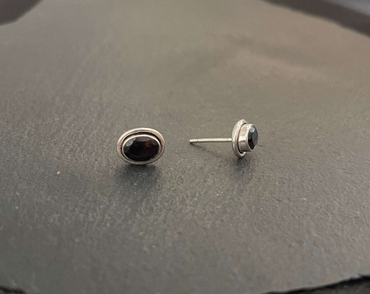 Oval Smokey Quartz Stud Earrings image 1