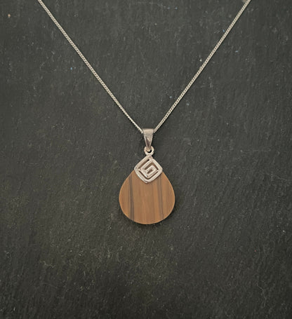 Tiger's Eye Teardrop and Silver Pendant image 0