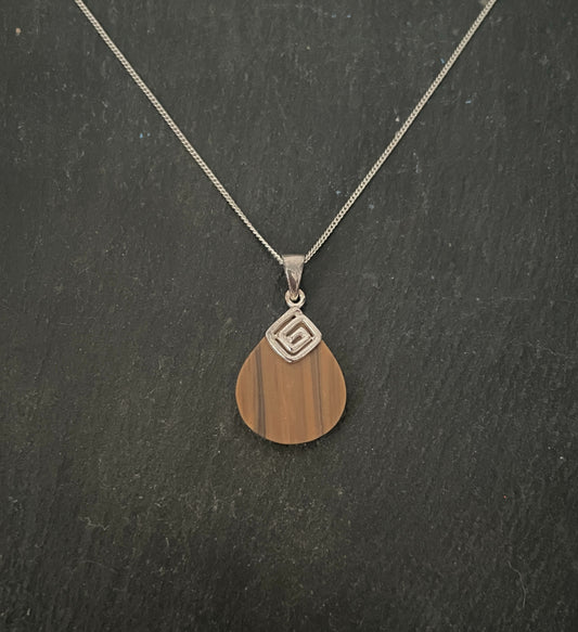 Tiger's Eye Teardrop and Silver Pendant image 0