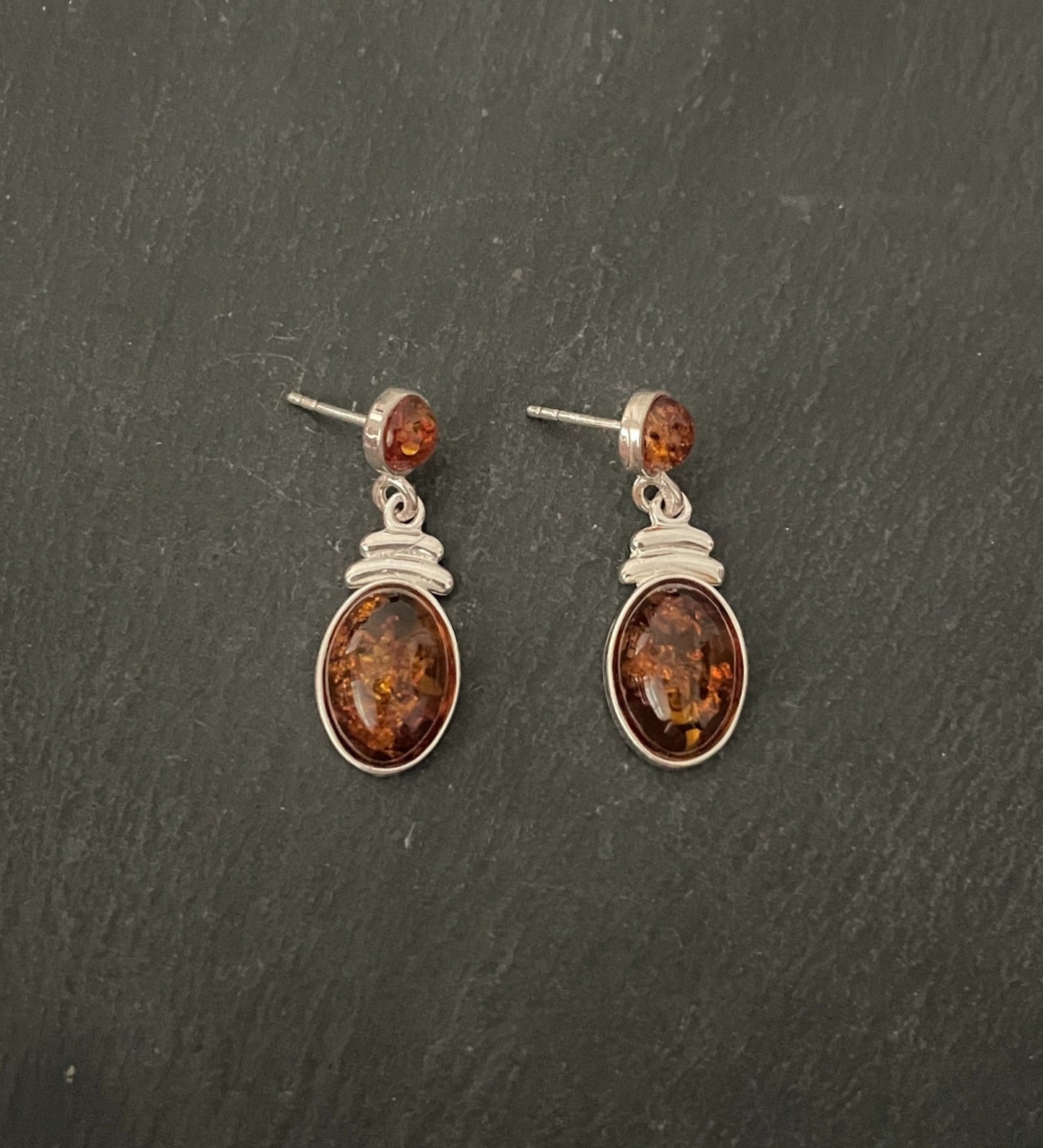 Two Stone Amber Drop Earrings image 0