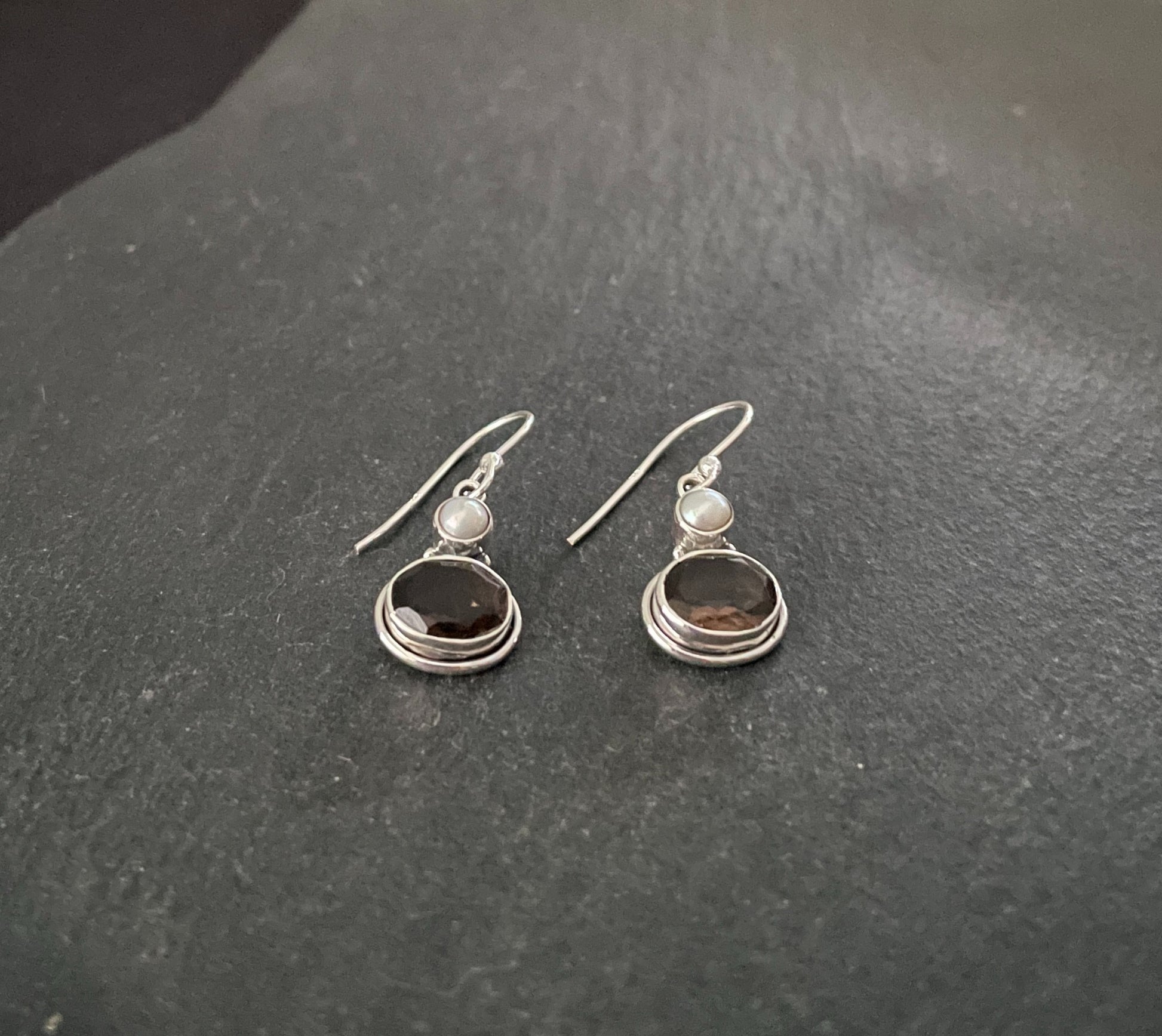 Smokey Quartz and Pearl Earrings image 1