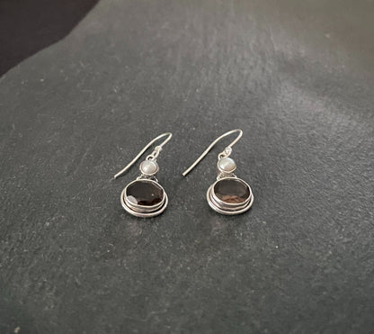 Smokey Quartz and Pearl Earrings image 1