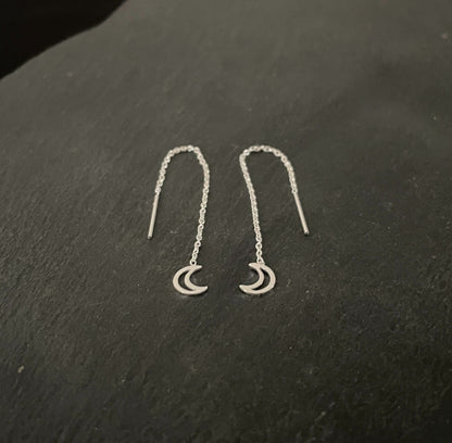 Silver Moon Pull Through Earrings image 1