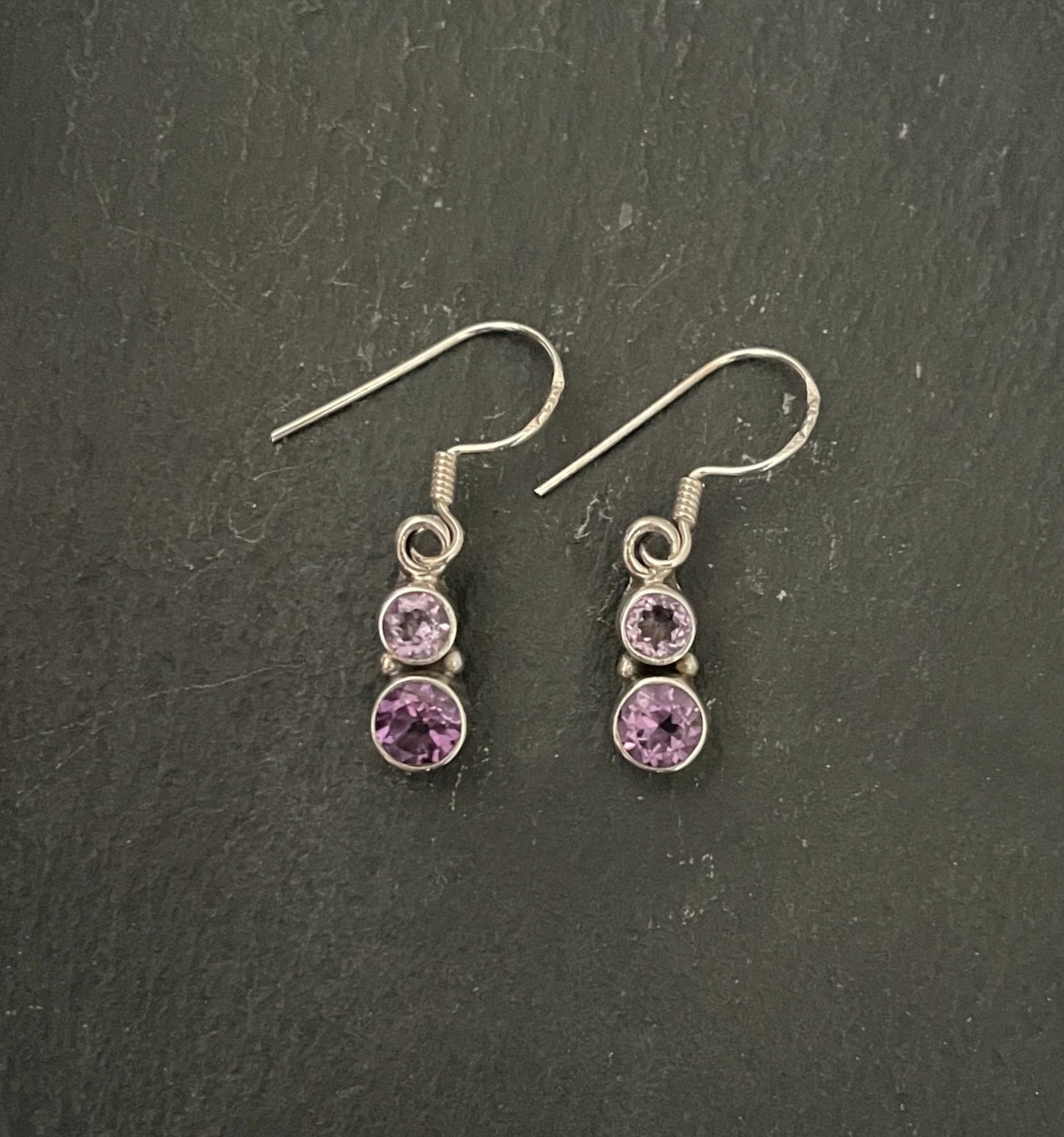 Amethyst Round Drop Earrings image 0