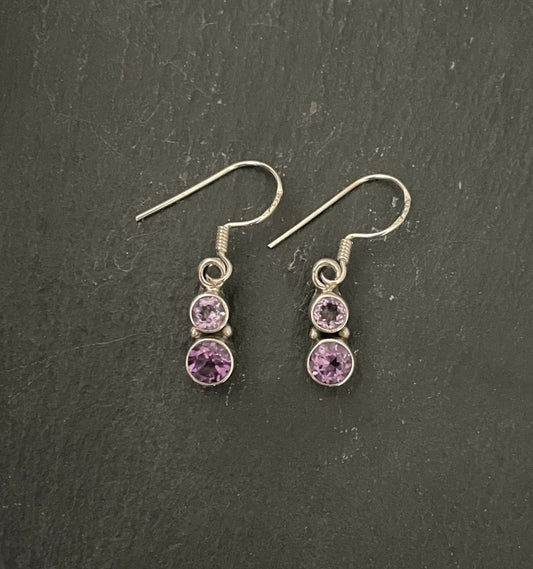 Amethyst Round Drop Earrings image 0