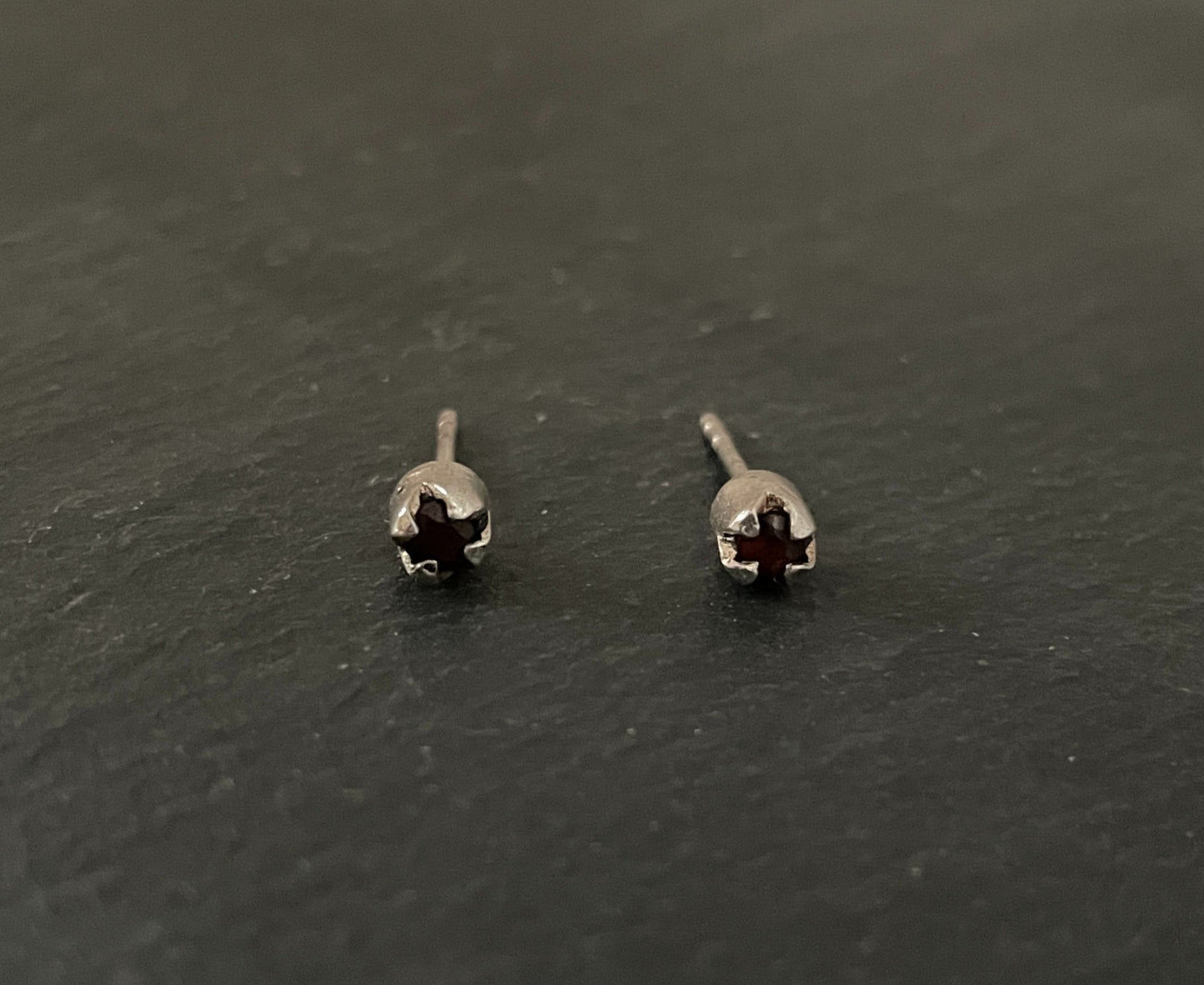 Small Garnet Round Studs image 0