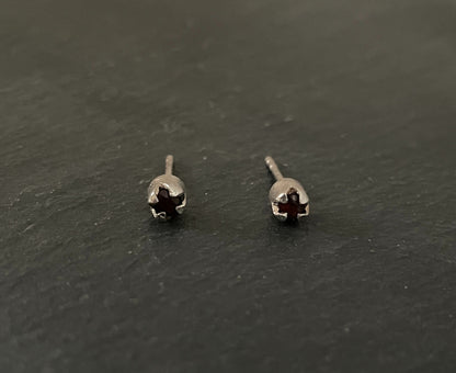 Small Garnet Round Studs image 0