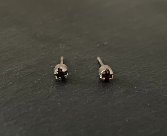 Small Garnet Round Studs image 0