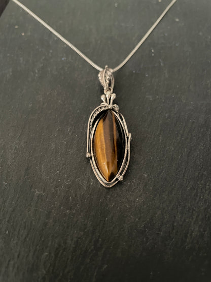 Tiger's Eye and Silver Design Pendant image 1