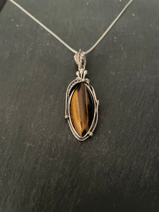 Tiger's Eye and Silver Design Pendant image 1