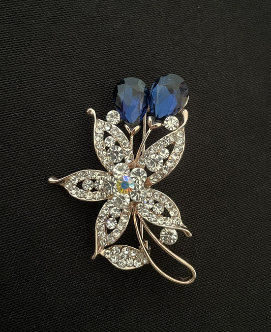Blue Bling Flower Brooch image 0