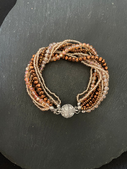 Brown Multi Row Coloured Round Bead Bracelet image 3