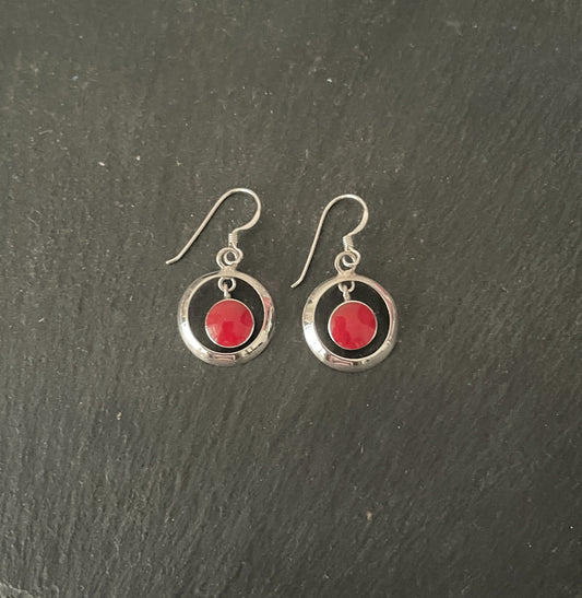 Round Coral Earrings image 0