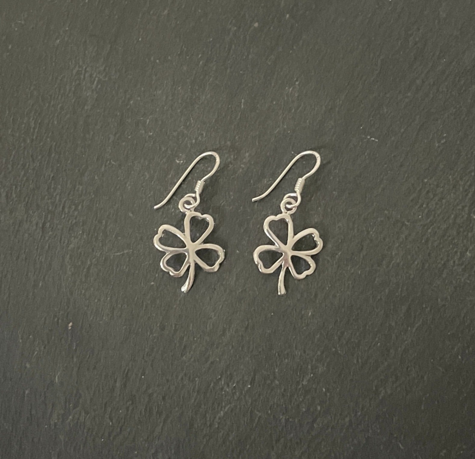 Silver Four Leaf Clover Earrings image 0