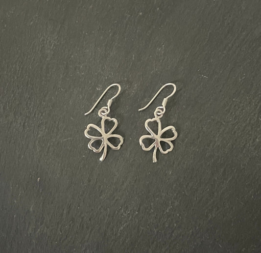 Silver Four Leaf Clover Earrings image 0