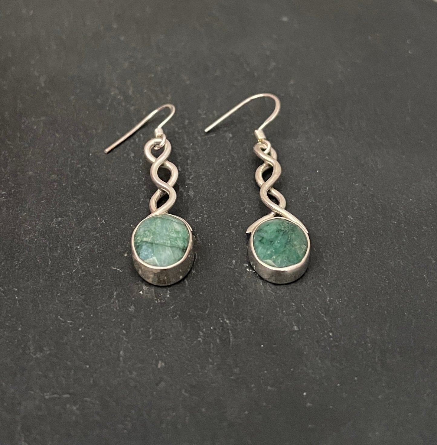 Emerald and Silver Earrings image 1