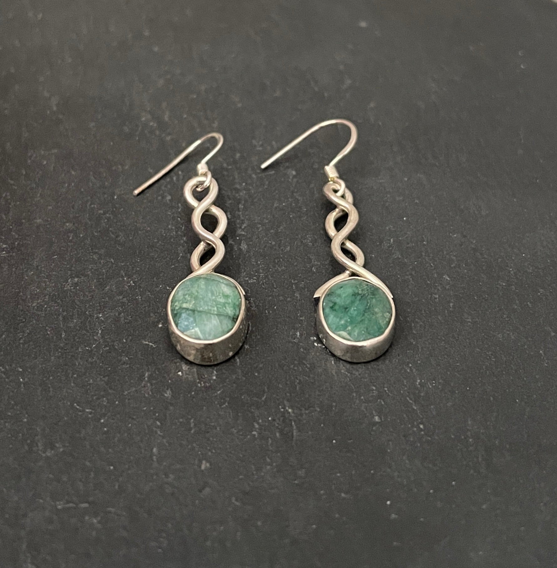 Emerald and Silver Earrings image 1